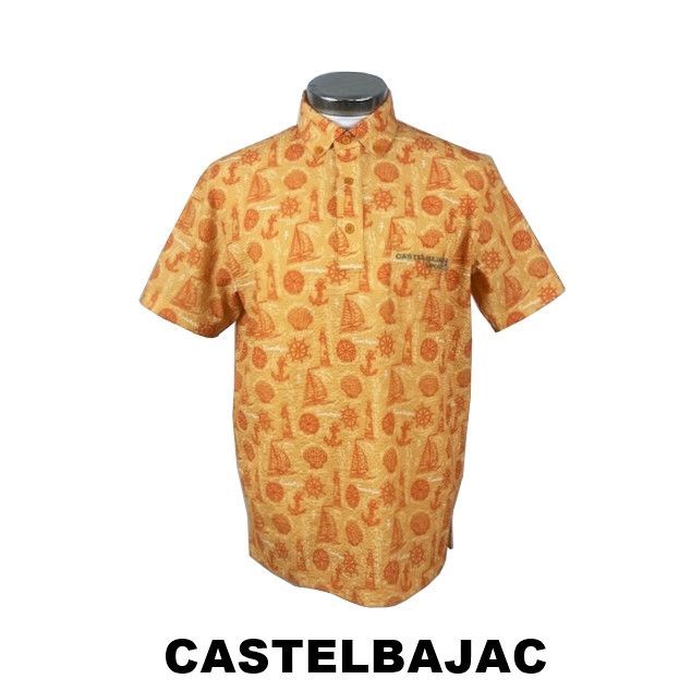 カステルバジャック　CASTELBAJAC　サッカー生地ボタンダウン半袖ポロシャツ　7236274113-2　オレンジ
