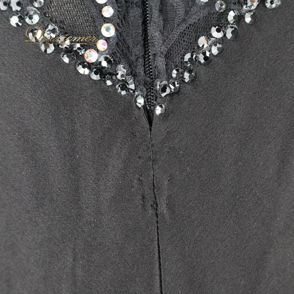 社交ダンス 衣装 Centini Alta Moda ドレス ワンピース スタンダード ブラック系 黒 無地 レース デモ 競技 ダンス パーティ 発表会 レディース ダンスウェア上品