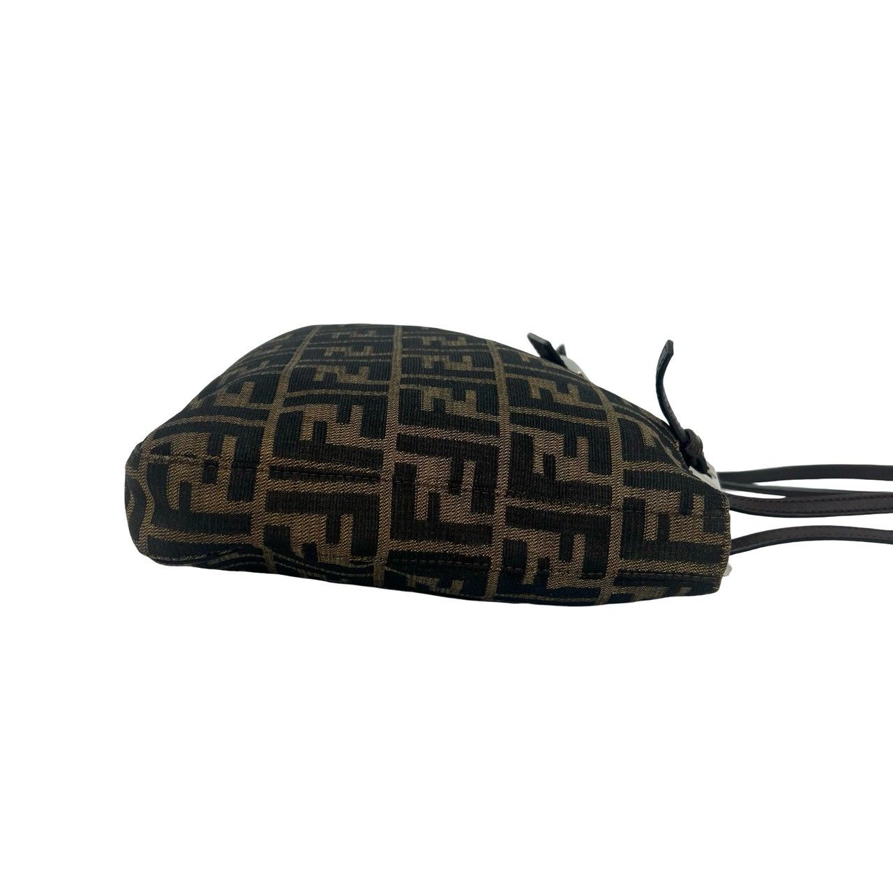 極 美品 FENDI フェンディ ズッカ FF 柄 ロゴ 金具 キャンバス レザー 本革 トートバッグ セミ ショルダーバッグ ブラウン ブラック 62806