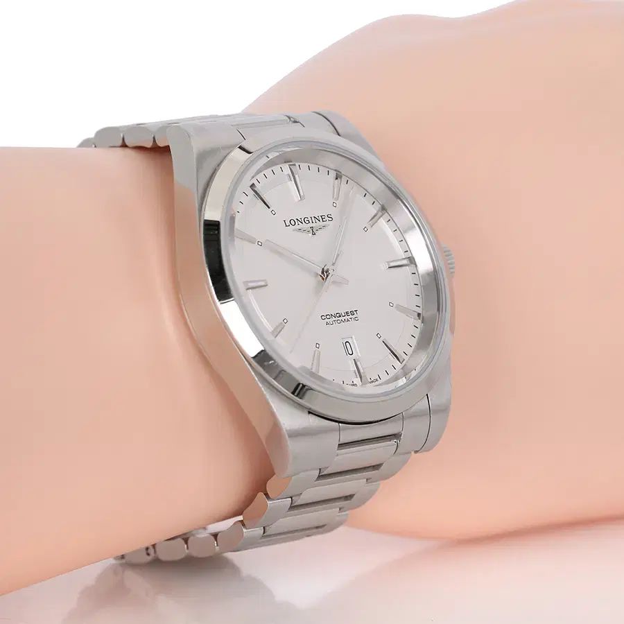 LONGINES コンクエスト オートマチック ウォッチ サンレイ シルバー スチール 時計 L38304726
