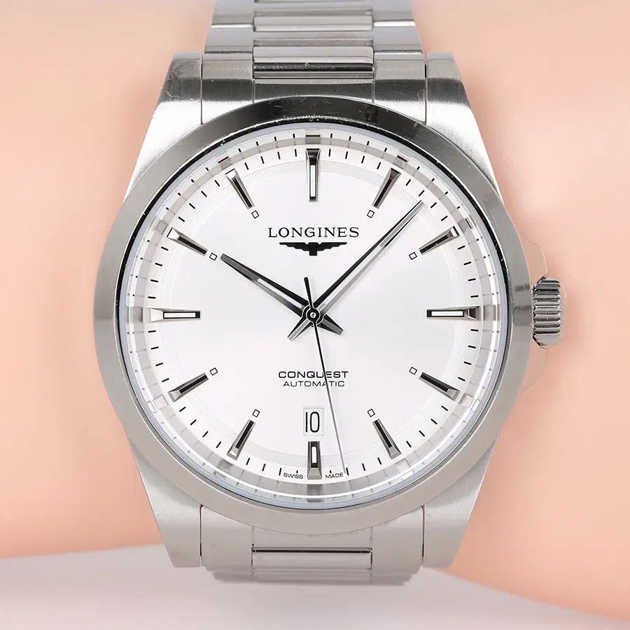LONGINES コンクエスト オートマチック ウォッチ サンレイ シルバー スチール 時計 L38304726