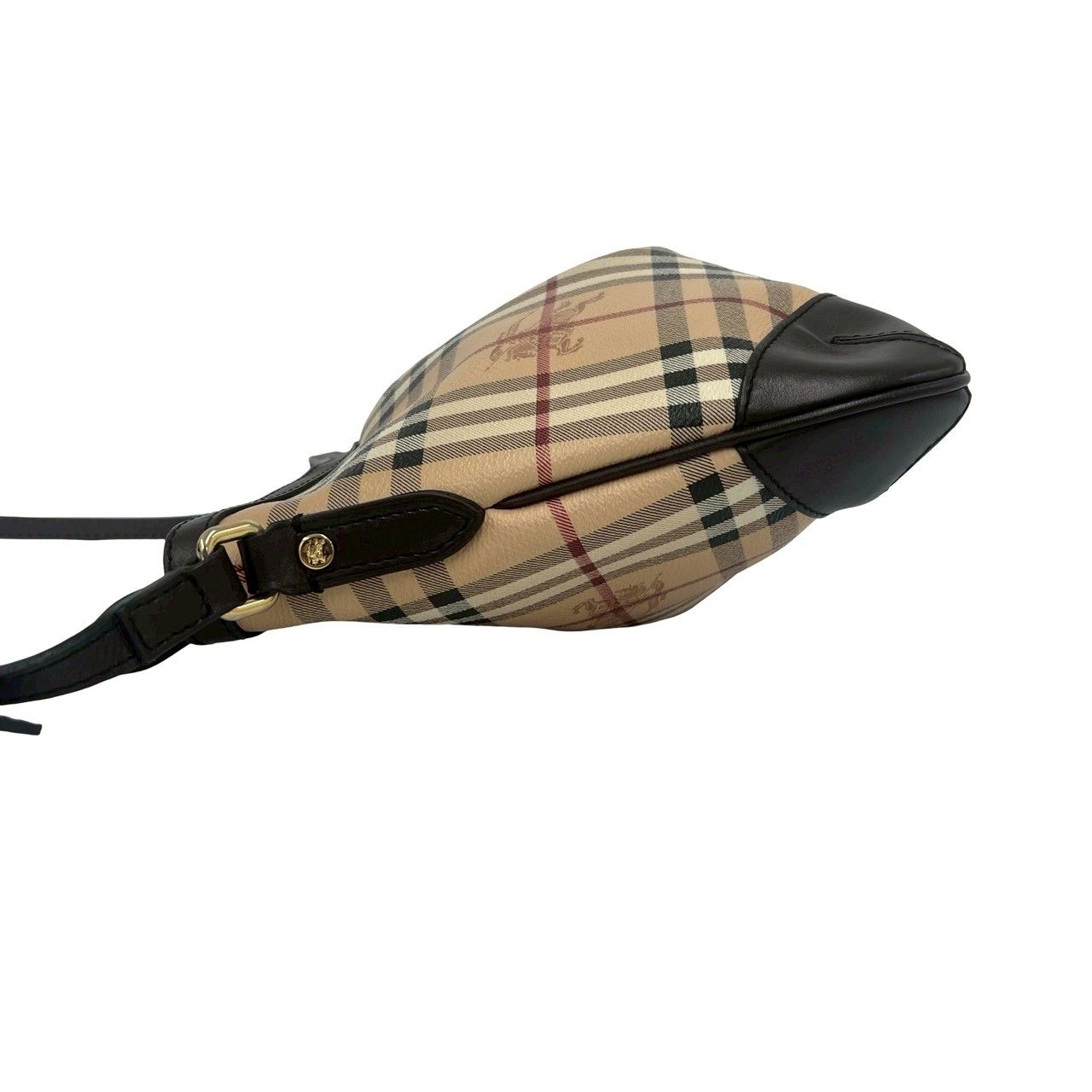 極 美品 BURBERRY バーバリー ノバチェック 柄 シャドーホース ロゴ レザー ショルダーバッグ ポシェット ブラウン ベージュ 96406