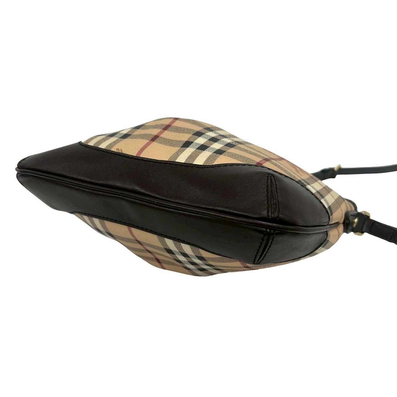 極 美品 BURBERRY バーバリー ノバチェック 柄 シャドーホース ロゴ レザー ショルダーバッグ ポシェット ブラウン ベージュ 96406