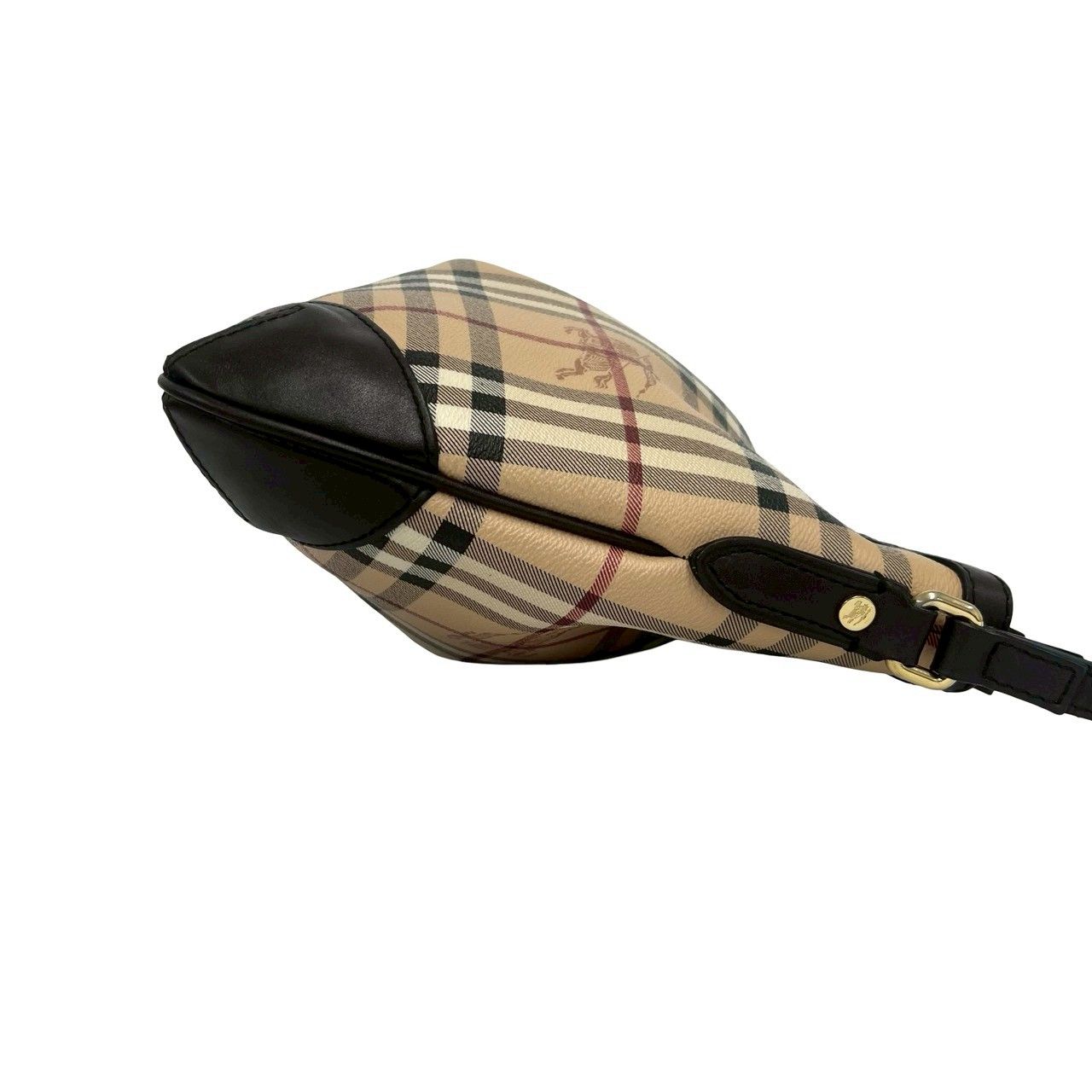 極 美品 BURBERRY バーバリー ノバチェック 柄 シャドーホース ロゴ レザー ショルダーバッグ ポシェット ブラウン ベージュ 96406