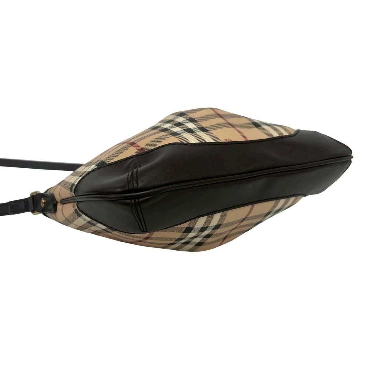 極 美品 BURBERRY バーバリー ノバチェック 柄 シャドーホース ロゴ レザー ショルダーバッグ ポシェット ブラウン ベージュ 96406