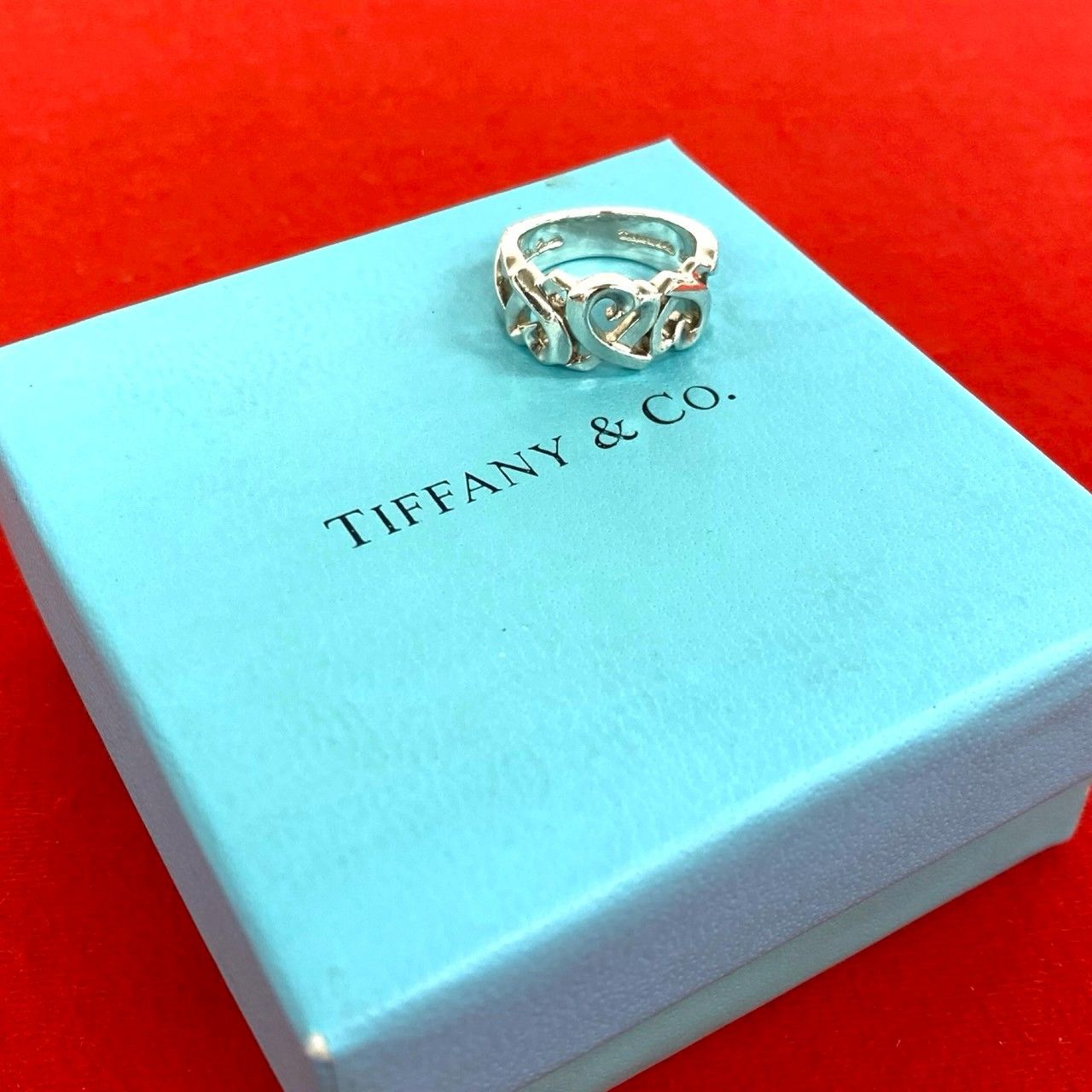 極 美品 TIFFANY&Co. ティファニー トリプル ラビングハート シルバー925 リング 指輪 7号 レディース アクセサリー シルバー 42018