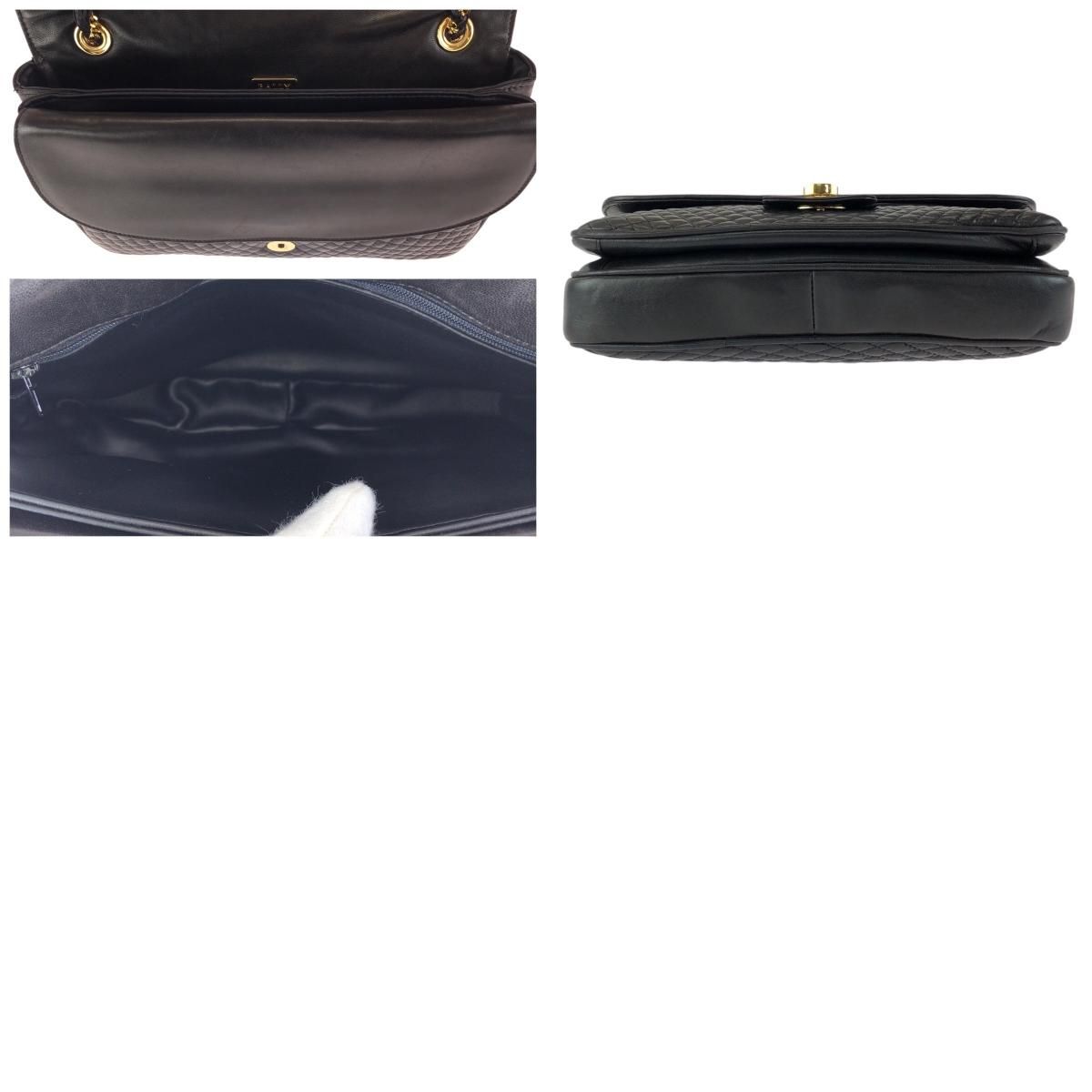美品 BALLY バリー ヴィンテージ キルティング ブラック 黒 ゴールド金具 レザー チェーンショルダーバッグ レディース 602295【中古】