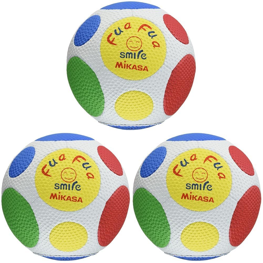 新品 ミカサ(MIKASA) ジュニア サッカーボール 4号 ふぁふぁスマイルサッカー (小学生用) カラフル 縫いボール FFF4-CR (× 3)