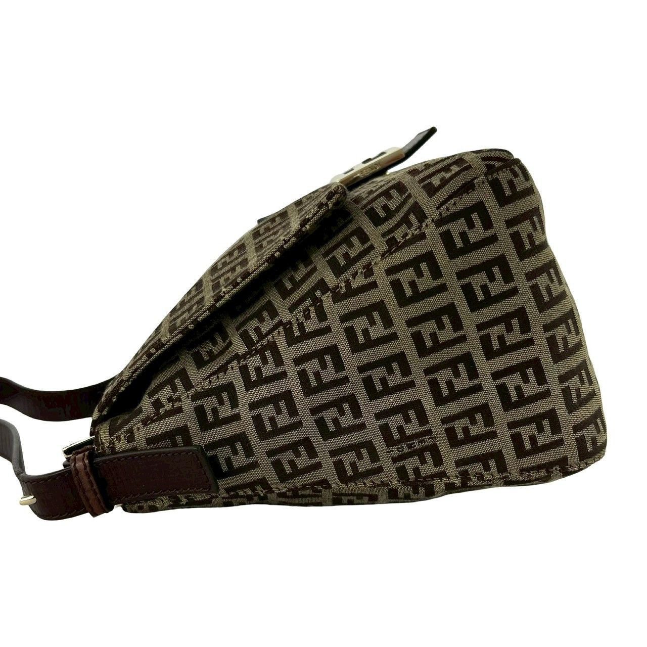 極 美品 FENDI フェンディ ズッキーノ FF 柄 ロゴ 金具 キャンバス レザー 本革 セミ ワン ショルダーバッグ ハンドバッグ ブラウン 76573 極 美品 FENDI フェンディ ズッキーノ FF 柄 ロゴ 金具 キャンバス レザー 本革 セミ ワン ショルダーバッグ ハンドバッグ ブラウン 76573