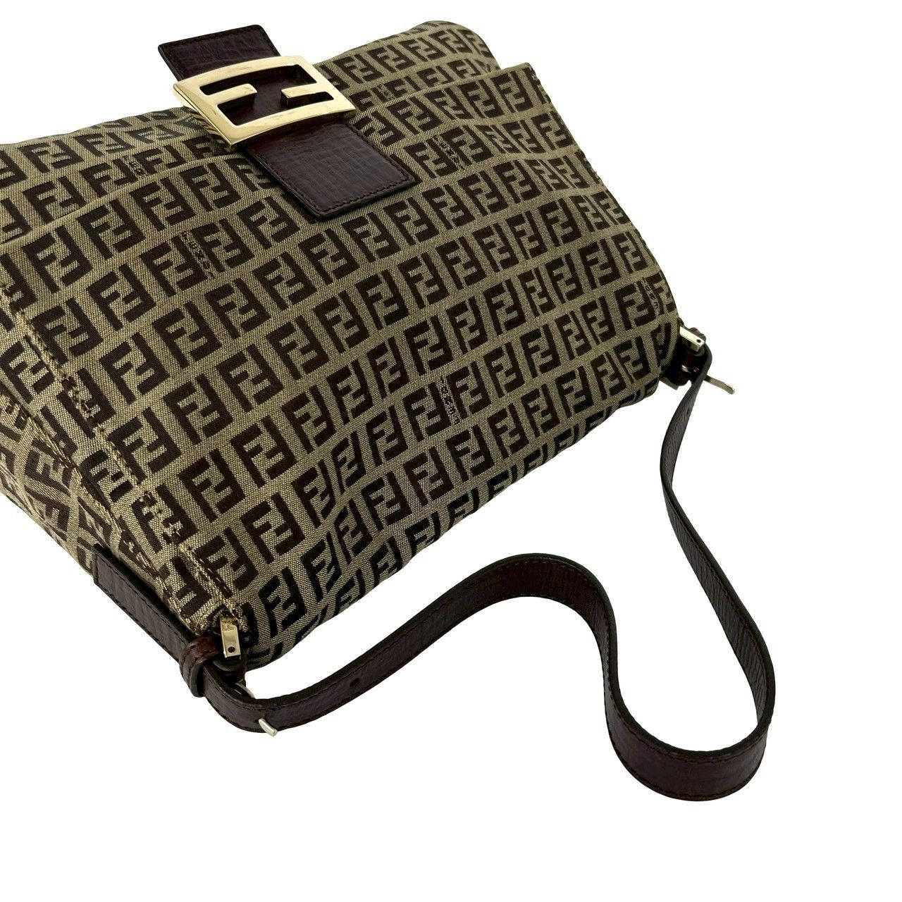 極 美品 FENDI フェンディ ズッキーノ FF 柄 ロゴ 金具 キャンバス レザー 本革 セミ ワン ショルダーバッグ ハンドバッグ ブラウン 76573 極 美品 FENDI フェンディ ズッキーノ FF 柄 ロゴ 金具 キャンバス レザー 本革 セミ ワン ショルダーバッグ ハンドバッグ ブラウン 76573