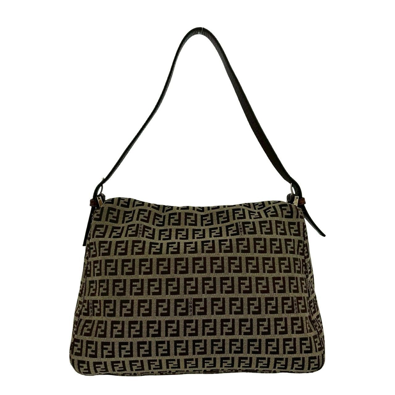 極 美品 FENDI フェンディ ズッキーノ FF 柄 ロゴ 金具 キャンバス レザー 本革 セミ ワン ショルダーバッグ ハンドバッグ ブラウン 76573 極 美品 FENDI フェンディ ズッキーノ FF 柄 ロゴ 金具 キャンバス レザー 本革 セミ ワン ショルダーバッグ ハンドバッグ ブラウン 76573