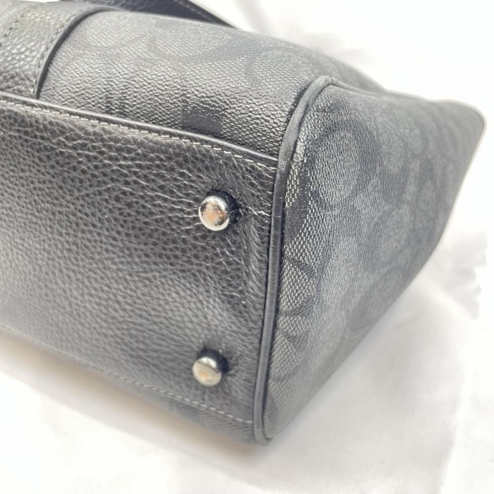 【中古】COACH ハドソン ダブルハンドルトートバッグ シグネチャー ブラック[79]