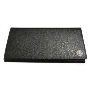 【新品・5営業日で発送】ワイナック(YNAC) 銀座村松時計店 長財布 菊紋入り 本牛皮使用・日本国内生産 ブラック LW-101-BK