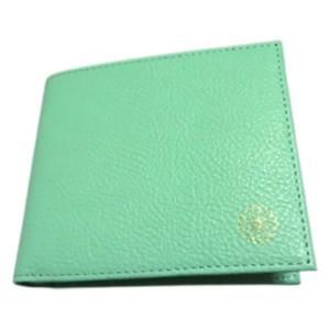 【新品・5営業日で発送】ワイナック(YNAC) 銀座村松時計店 二つ折り財布 菊紋入り 本牛皮使用・日本国内生産 グリーン LW-100-BL