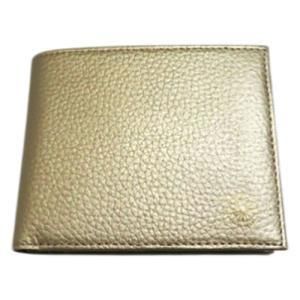 【新品・5営業日で発送】ワイナック(YNAC) 銀座村松時計店 二つ折り財布 菊紋入り 本牛皮使用・日本国内生産 ゴールド LW-100-GD