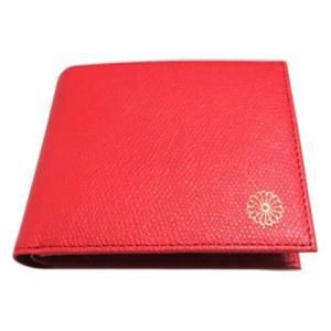 【新品・5営業日で発送】ワイナック(YNAC) 銀座村松時計店 二つ折り財布 菊紋入り 本牛皮使用・日本国内生産 レッド LW-100-RD