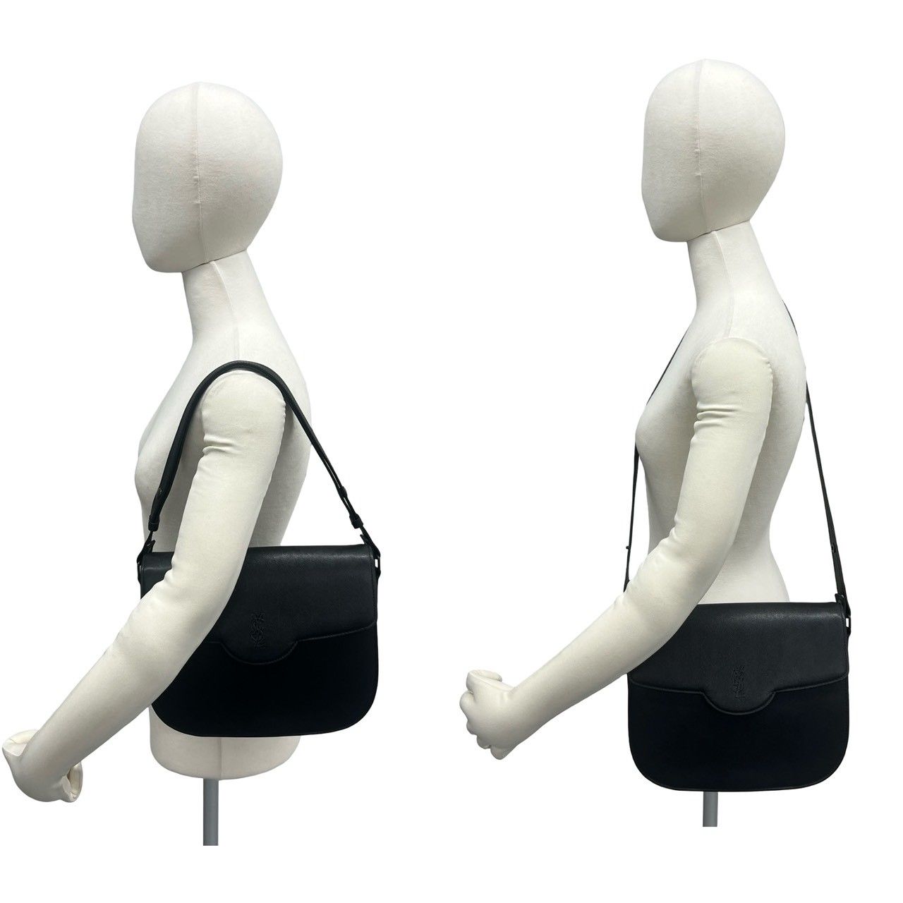 極 美品 YVES SAINT LAURENT イヴサンローラン ヴィンテージ YSL ロゴ レザー 本革 ショルダーバッグ ポシェット ブラック 64052