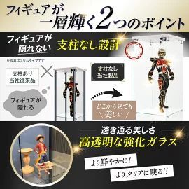#3023 ショーケース ガラスケース 背面ミラー付き 4段 両扉タイプ ホワイト 白色 鍵付き コレクションケース フィギュアケース 棚 キャビネット 大型 ※一部地域離島別途配送料有