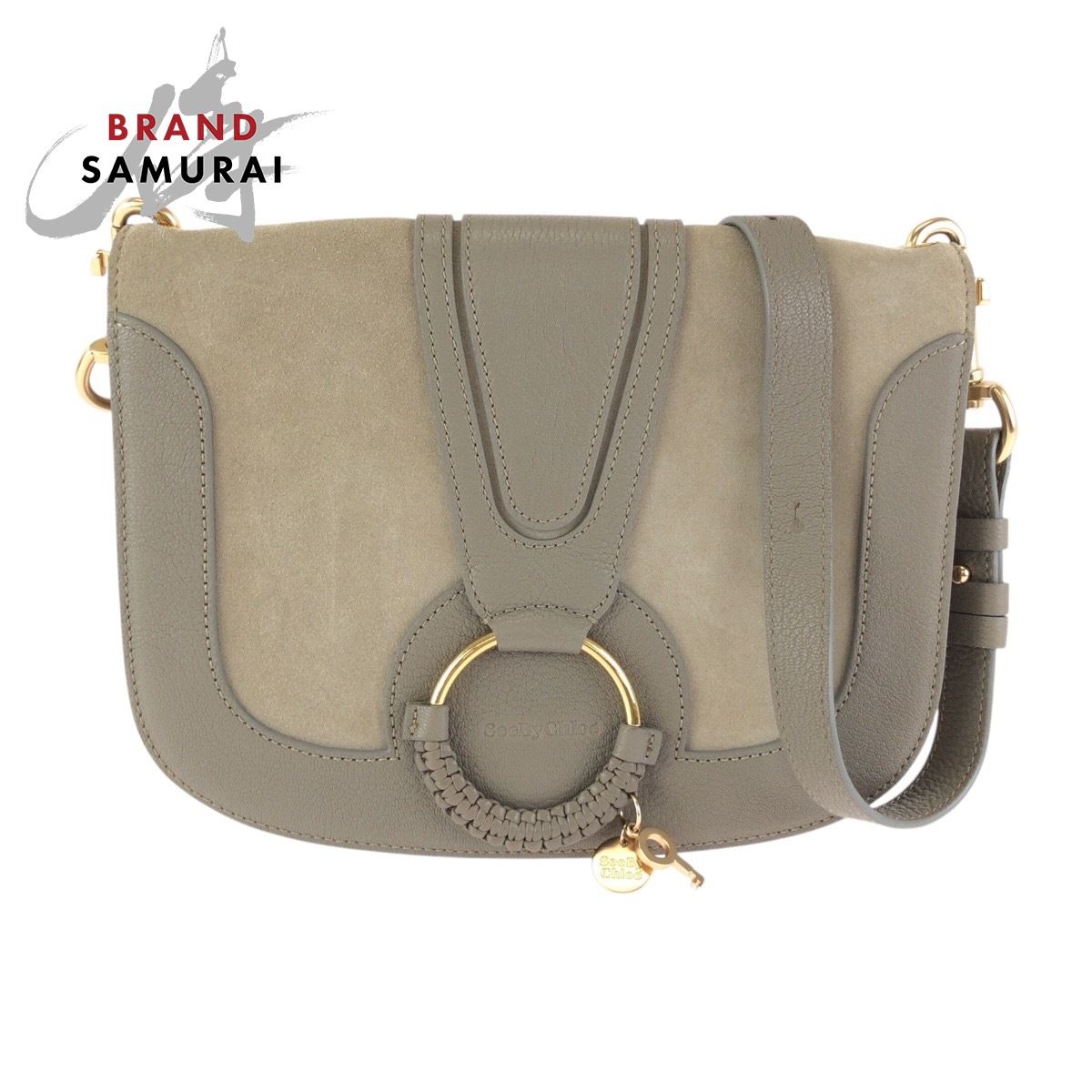 美品 SEE BY CHLOE シーバイクロエ グレー ゴールド金具 レザー 03 17 