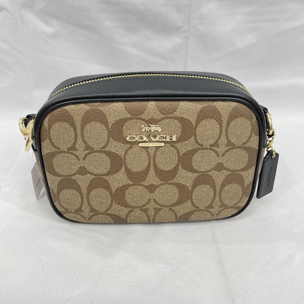【中古】COACH シグネチャー ミニジェイミーカメラバッグ ベージュ[79]