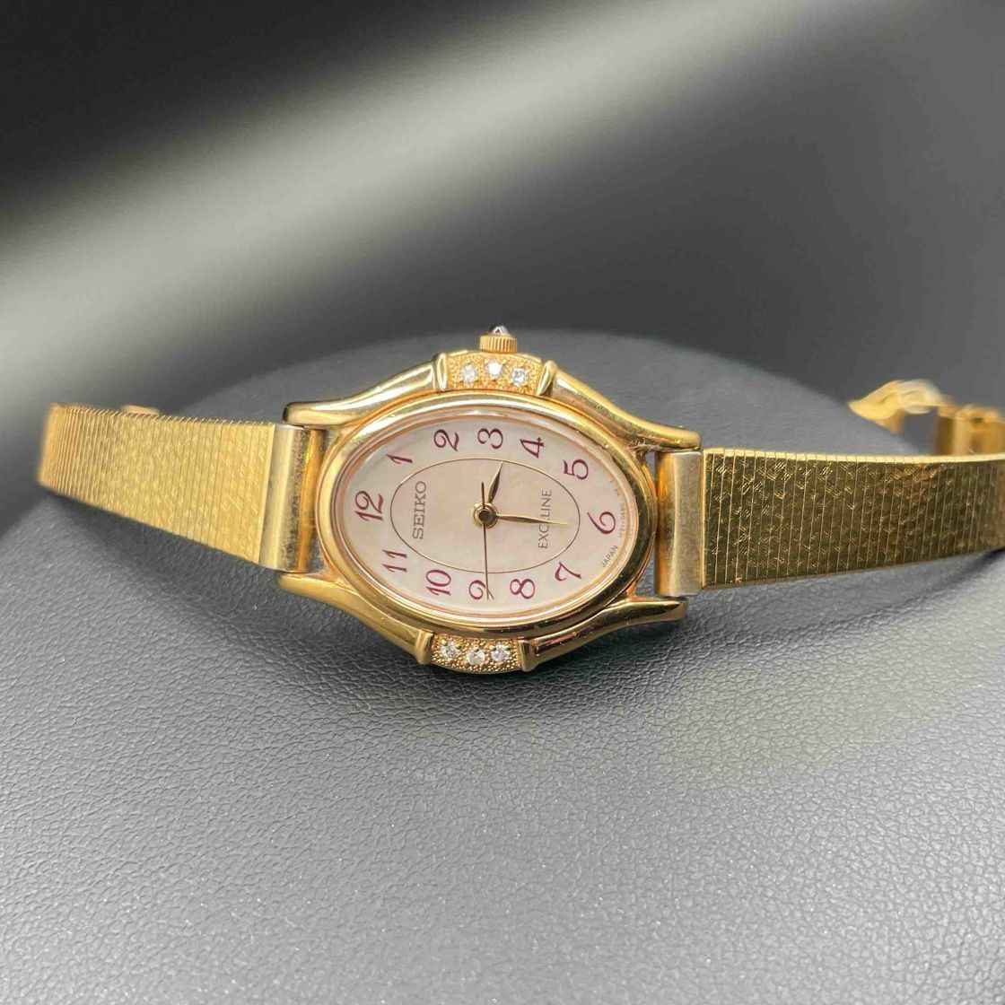 SEIKO EXCELINE ゴールド腕時計 1F21-5F50 6Pダイヤ 【公式通販】