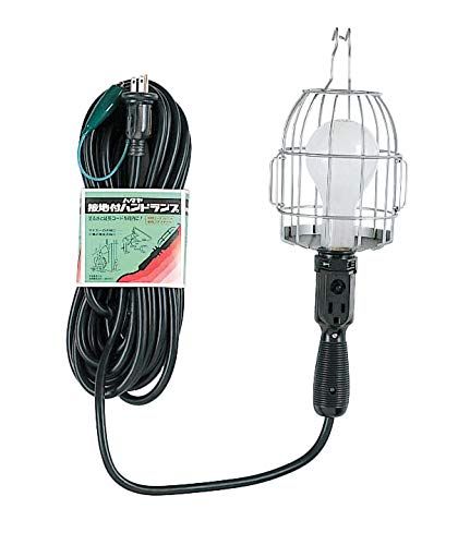 新品 ハタヤ (HATAYA) 照明 白熱灯 屋内用 200W 全光束2740Lm コード10m 太さ1.25 接地付 コンセント1個 コンセント内蔵型 手元スイッチ 作業灯 ワークライト ハンドランプ 業務用 プロ用 工場用 建設現場 接地付ハンドランプ