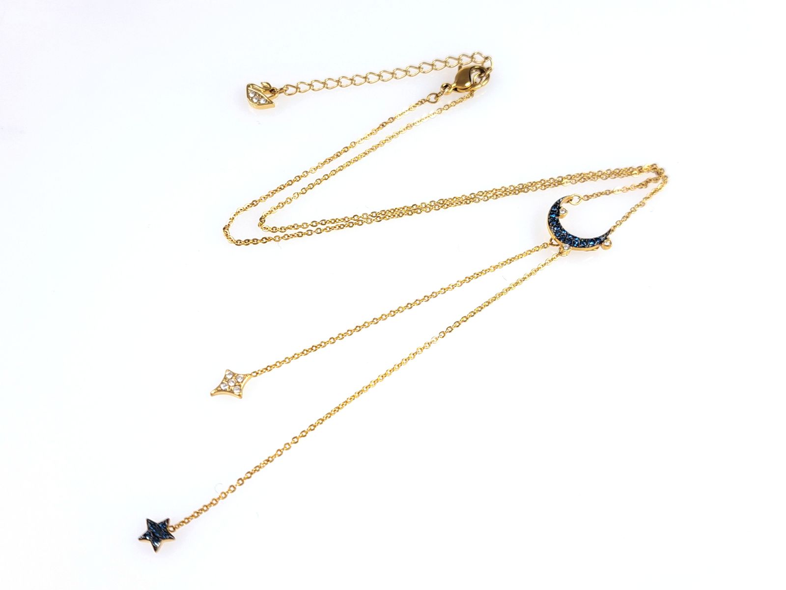 スワロフスキー　SWAROVSKI　DUO MOON　Y　ネックレス　クリスタル　ネイビー×ゴールドカラー　送料無料