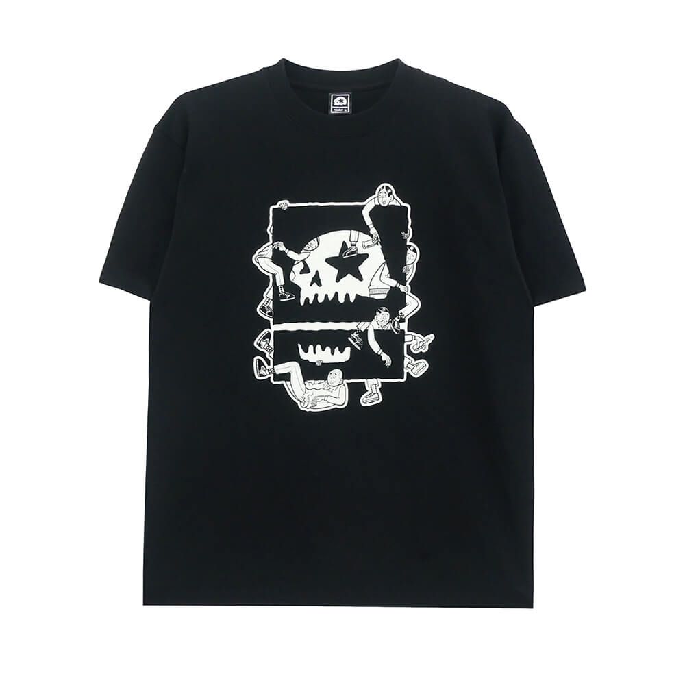 MAGICAL MOSH MISFITS T-SHIRT マジカルモッシュミスフィッツ Tシャツ ドクロとはみ出しものたち BLACK　スケートボード スケボー