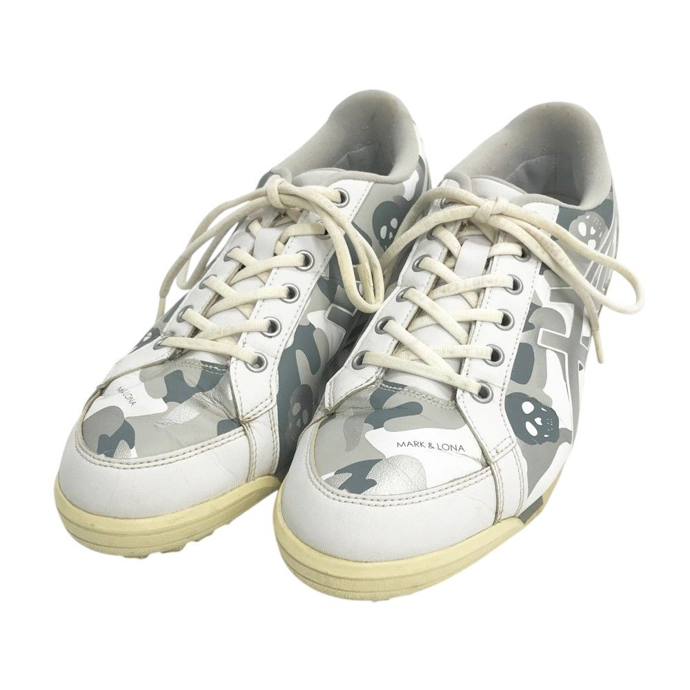 MARK&LONA マークアンドロナ ×asics 1113A026 GEL-PHY スパイクレス ゴルフシューズ カモフラ 迷彩 スカル 総柄 ホワイト系 26cm [240101685086] ゴルフウェア メンズ ストスト