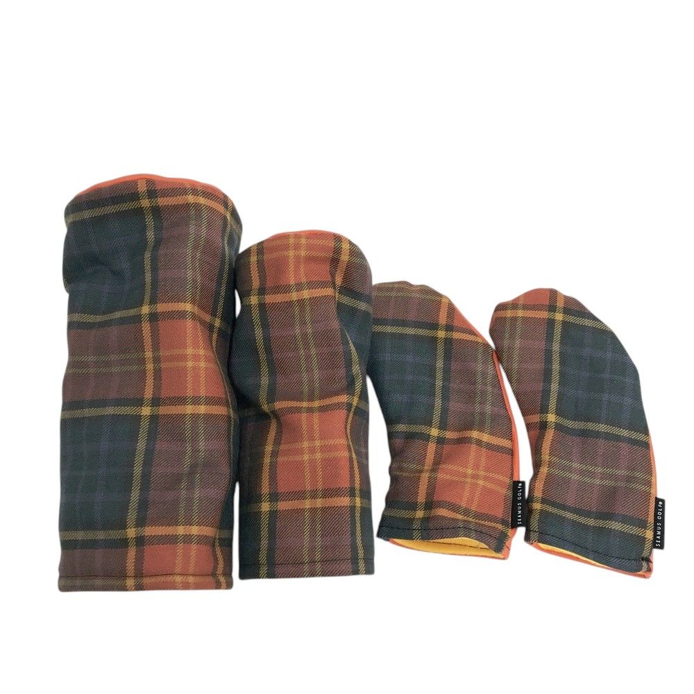 SEAMUS GOLF シェイマスゴルフ ヘッドカバー 4点セット チェック オレンジ系 DR/FW/UT×2 [240101687970] ゴルフウェア ストスト