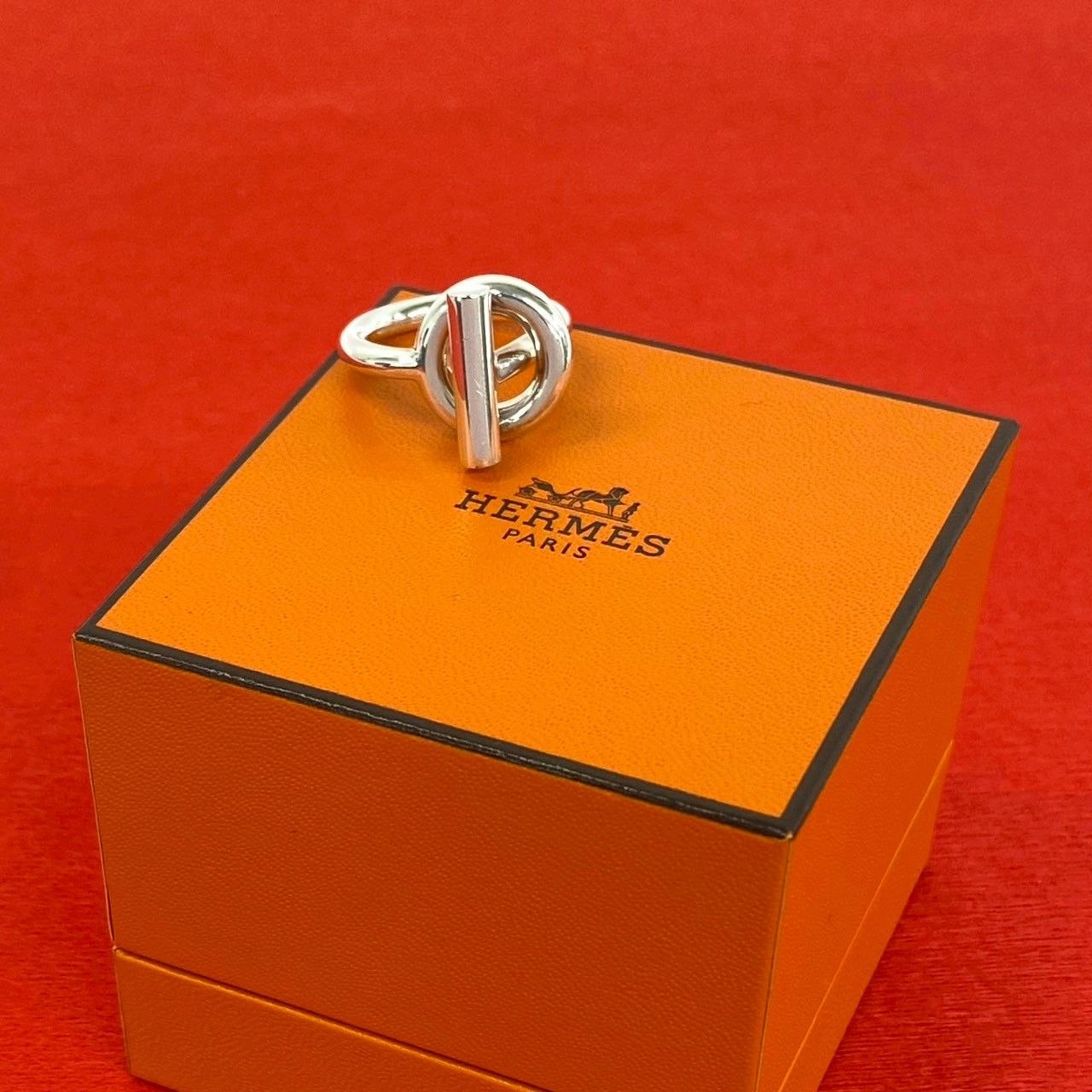 極 美品 箱付き HERMES エルメス エシャぺ シルバー925 リング・指輪 13号 メンズ アクセサリー シルバー 27933