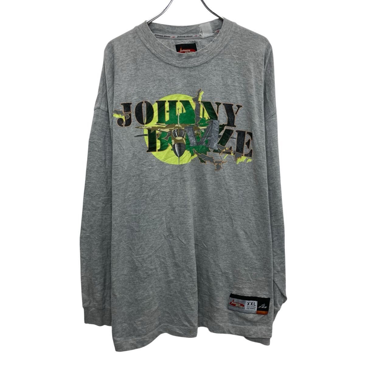 Johnny Blaze 長袖 プリントTシャツ XXL グレー ジョニーブレイズ プル 