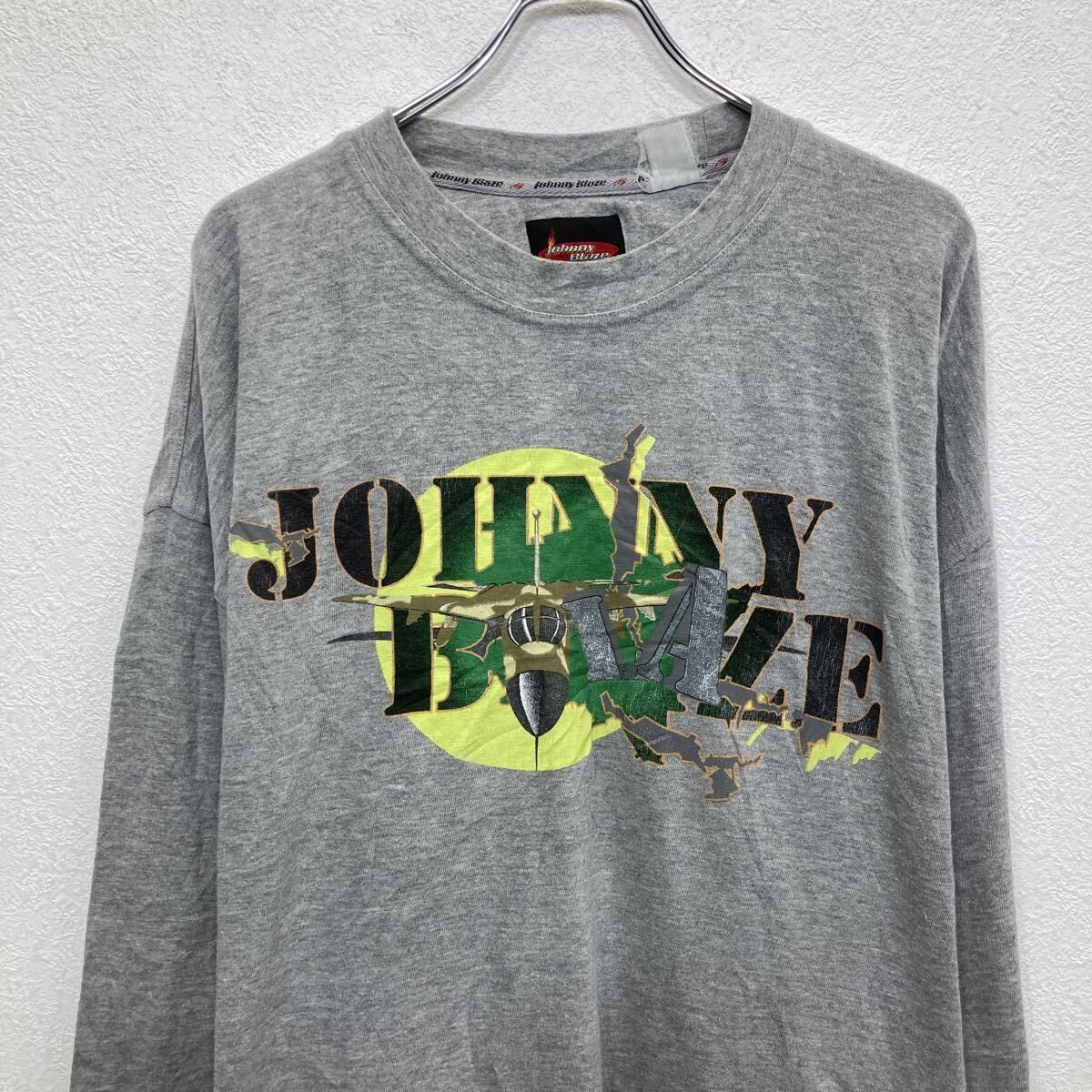 Johnny Blaze 長袖 プリントTシャツ XXL グレー ジョニーブレイズ プル 