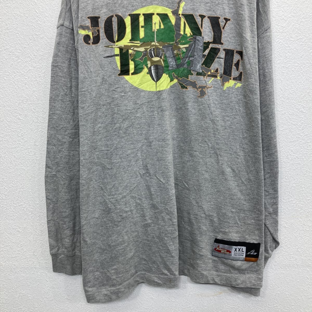 Johnny Blaze 長袖 プリントTシャツ XXL グレー ジョニーブレイズ プル 