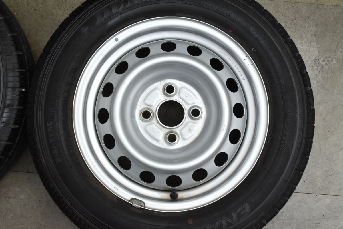 【バリ溝・2024年製】14インチ 5J PCD100 4穴 ダンロップ エナセーブLT 155/80R14 プロボックス・サクシード等 程度良好品】トヨタ プロボックス 純正 14in 5J +39 PCD100 ダンロップ