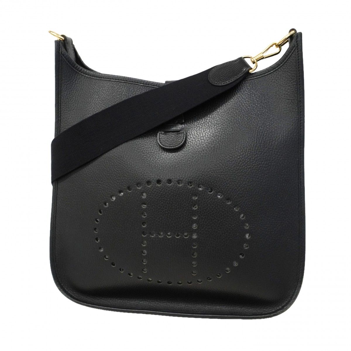 【6eb0484】エルメス ショルダーバッグ エヴリン1GM アルデンヌ ブラック ゴールド金具 □E刻印【中古】レディース