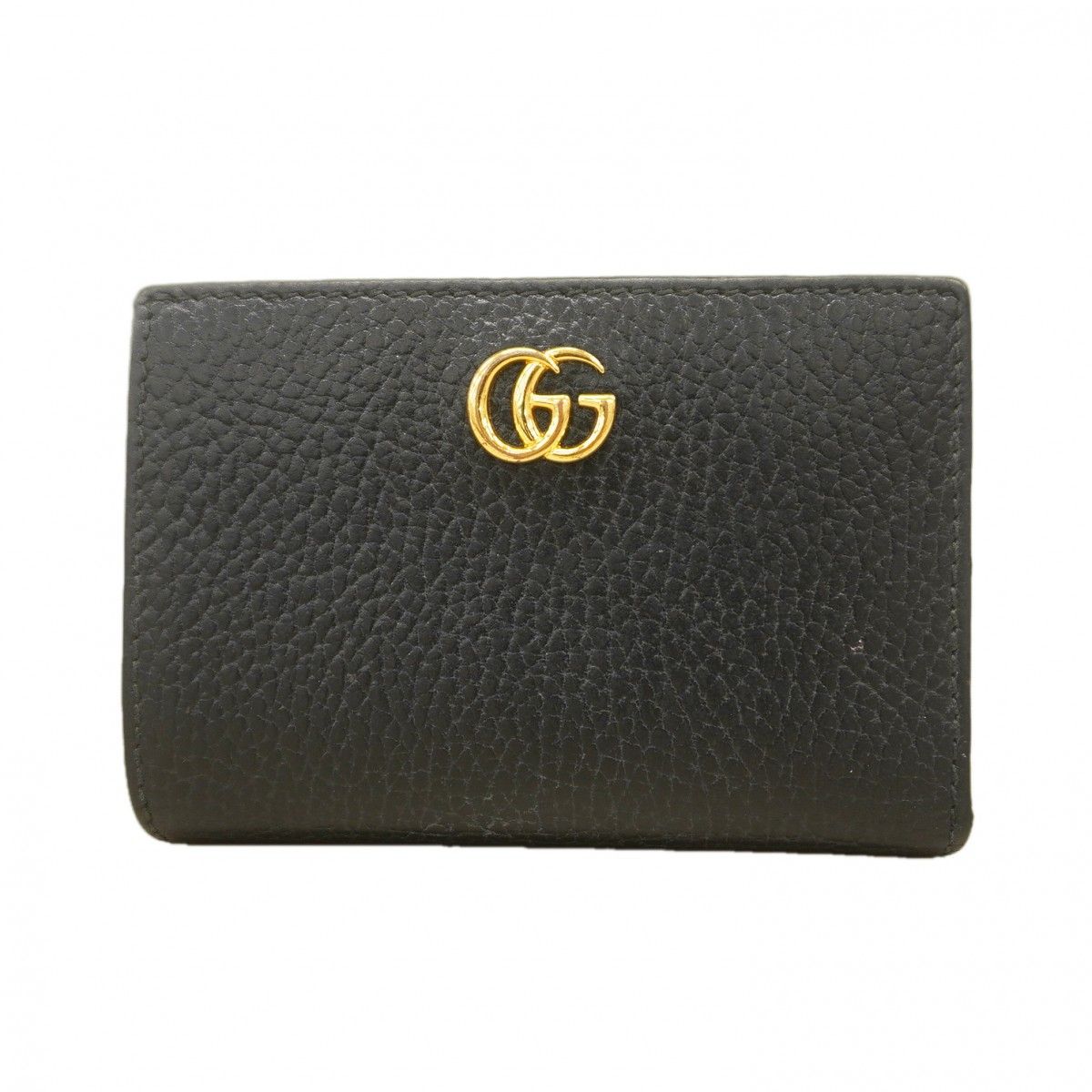 【6eb0642-k】グッチ 財布 GGマーモント 772738 レザー ブラック ゴールド金具【中古】レディース