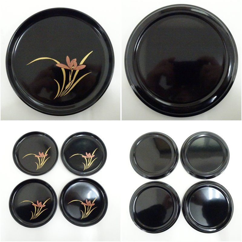 輪島塗 蘭蒔絵銘々皿5客（紙箱） 茶器 菓子器 おしゃれ 和菓子 干菓子