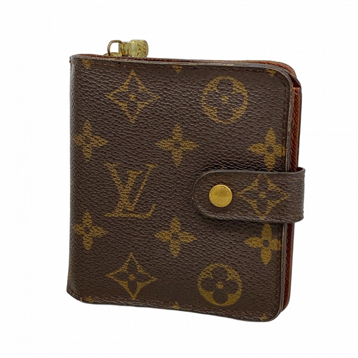 【6eb0786】ルイヴィトン 財布 モノグラム コンパクトジップ M61667 ブラウン【中古】レディース