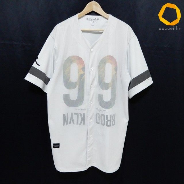 #snc ロカウェア ROCA WEAR カットソー 3XL 白系 マルチ ゲームシャツ メッシュ ロゴ 半袖 大きいサイズ メンズ [1004715]