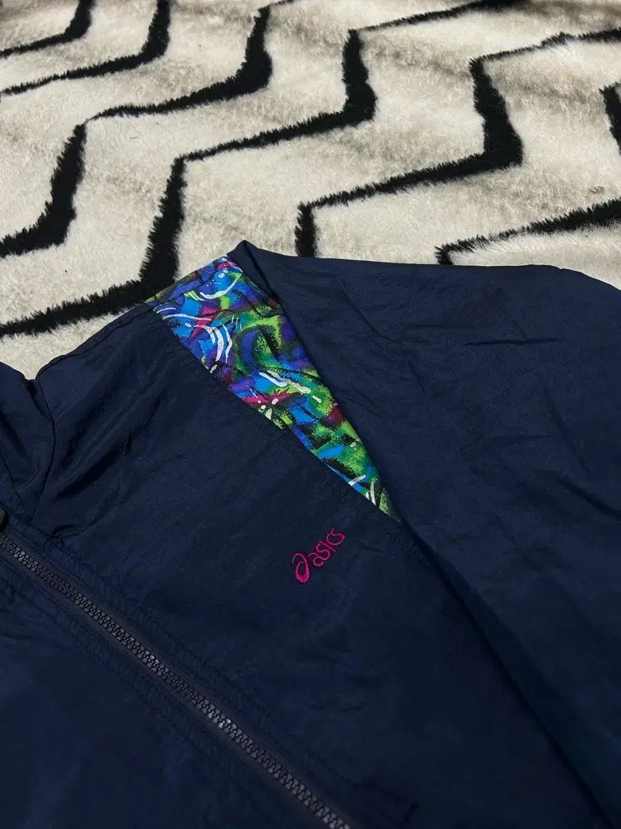 S asics アシックス 90s オールドスクール マルチ COLOR ウィンドブレーカー / 濃紺