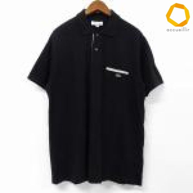 #snc ラコステ LACOSTE ポロシャツ 5 黒 半袖 ポケット 美品 メンズ [966691]