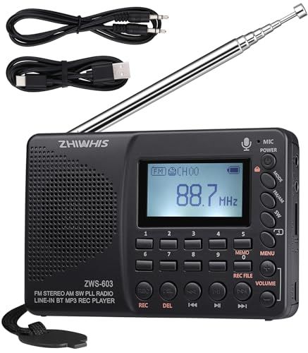 ZHIWHIS ラジオ レコーダー Bluetooth MP3プレーヤー FM/AM/SW/ワイドFM対応 ポータブル多機能 USB-C充電式 スリープタイマー/技適取得済 日本語操作システム MicroSDカード対応 防災アウトドア 新登場 29ffcab3