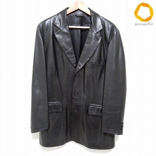 #wnc バリー BALLY ジャケット 黒系 レザー 光沢 イタリア製 メンズ [975530]