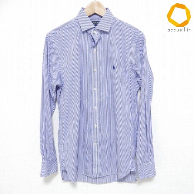 #anc ポロラルフローレン POLO RALPH LAUREN 長袖シャツ S 青 白 ストライプ メンズ [995392]