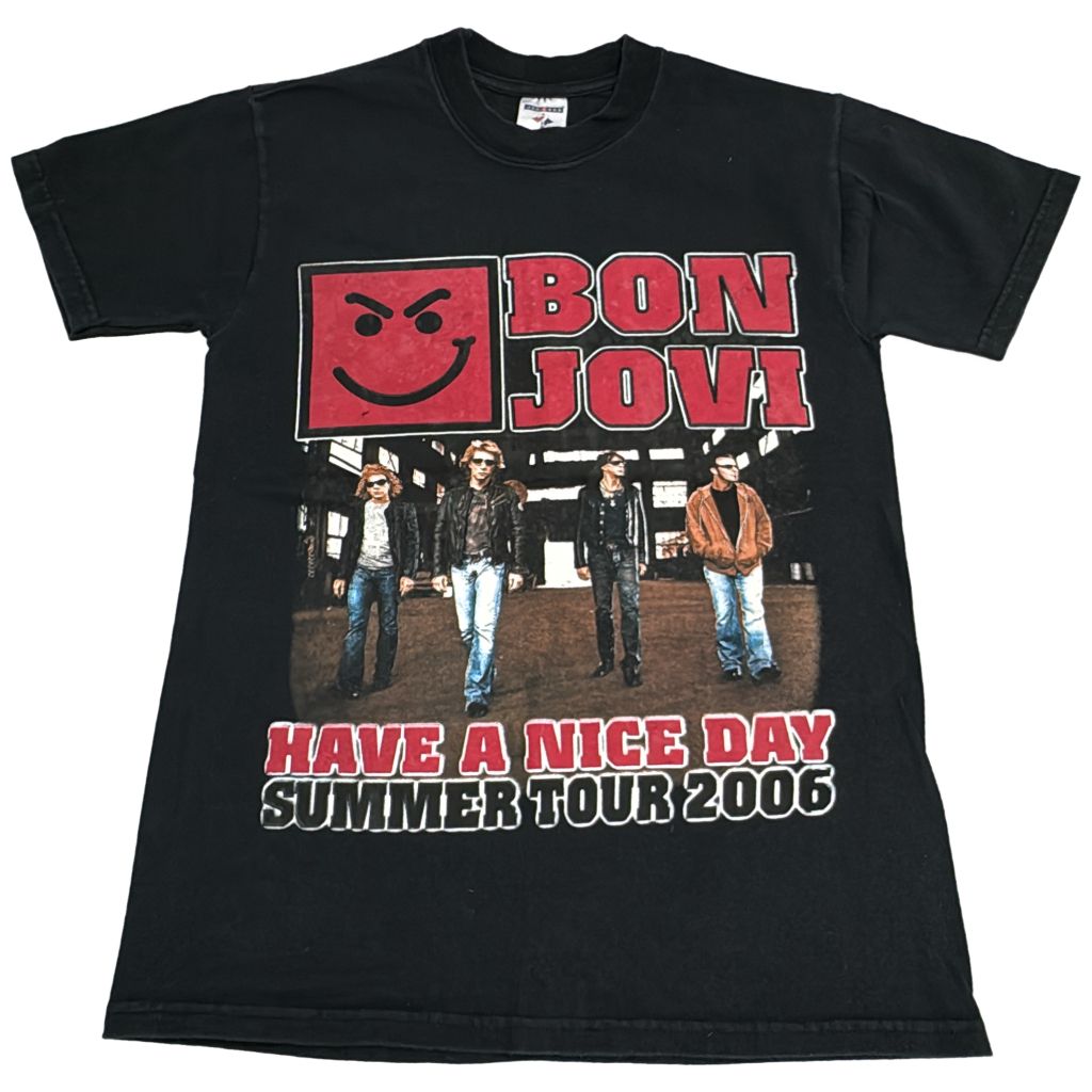 00年代 BON JOVI ボン・ジョヴィ ツアーTシャツ バンド ブラック(メンズ S)中古 古着 Y0596