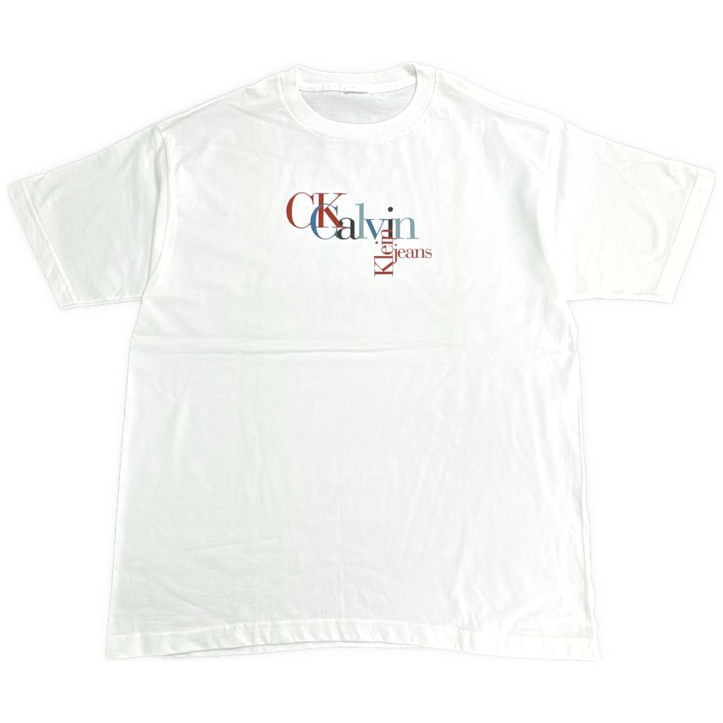00年代 Calvin klein Jeans カルバンクライン ジーンズ ロゴＴシャツ ホワイト(メンズ L相当)中古 古着 Y0637