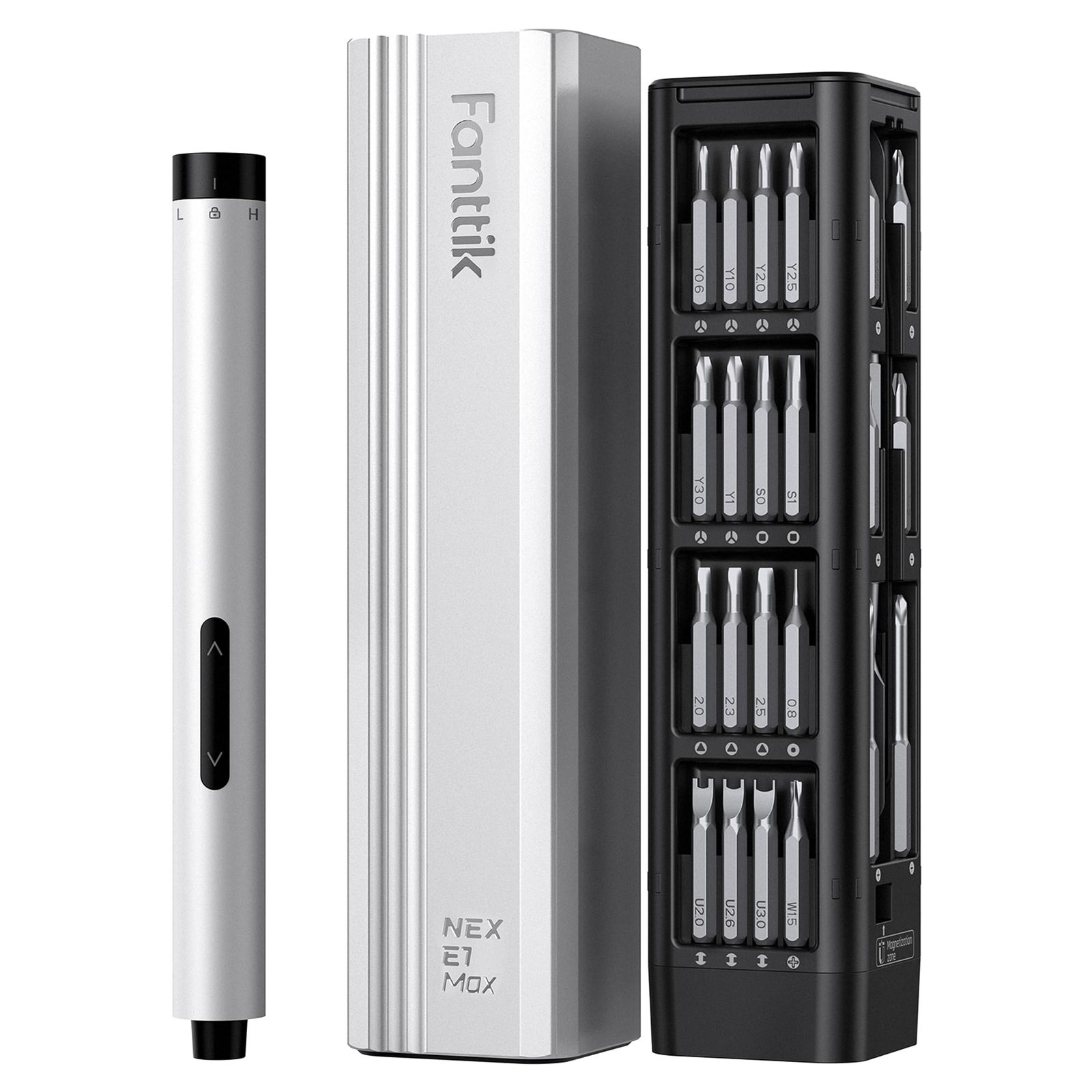 Fanttik E1 Max 電動精密ドライバー 50本マグネティックビット付き 精密ドライバーセット 磁気収納ケース 六角チャック Type-C充電 200RPM 高精度トルク 電子機器 スマホ カメラ 時計修理用 シルバー shu 3086a53e