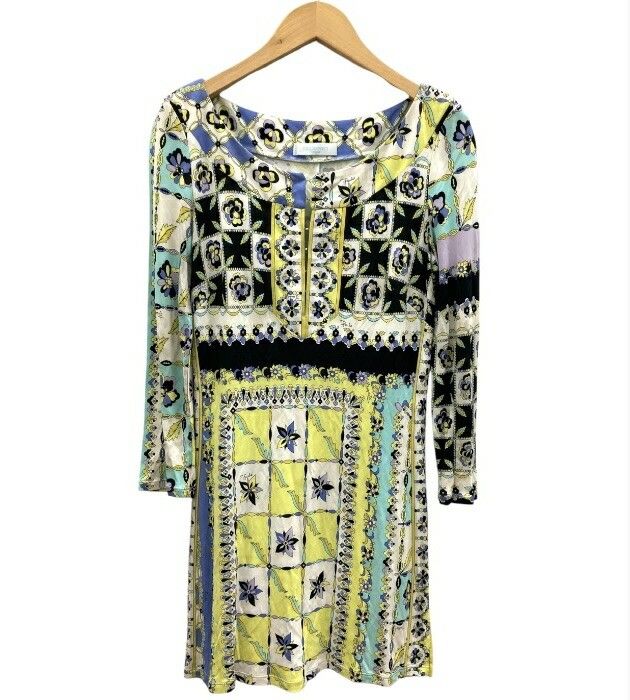 EMILIO PUCCI/エミリオプッチ/花柄/七分袖カットソー/サイズ34/イエロー系/チュニック/レディース/FB3851
