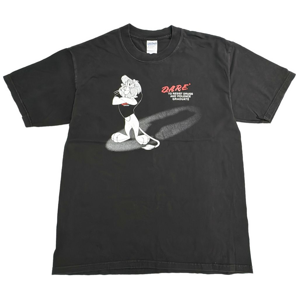 D.A.R.E. ダレン・ザ・ライオン 半袖Ｔシャツ キャラクター ブラック(メンズ L)中古 古着 Y0672